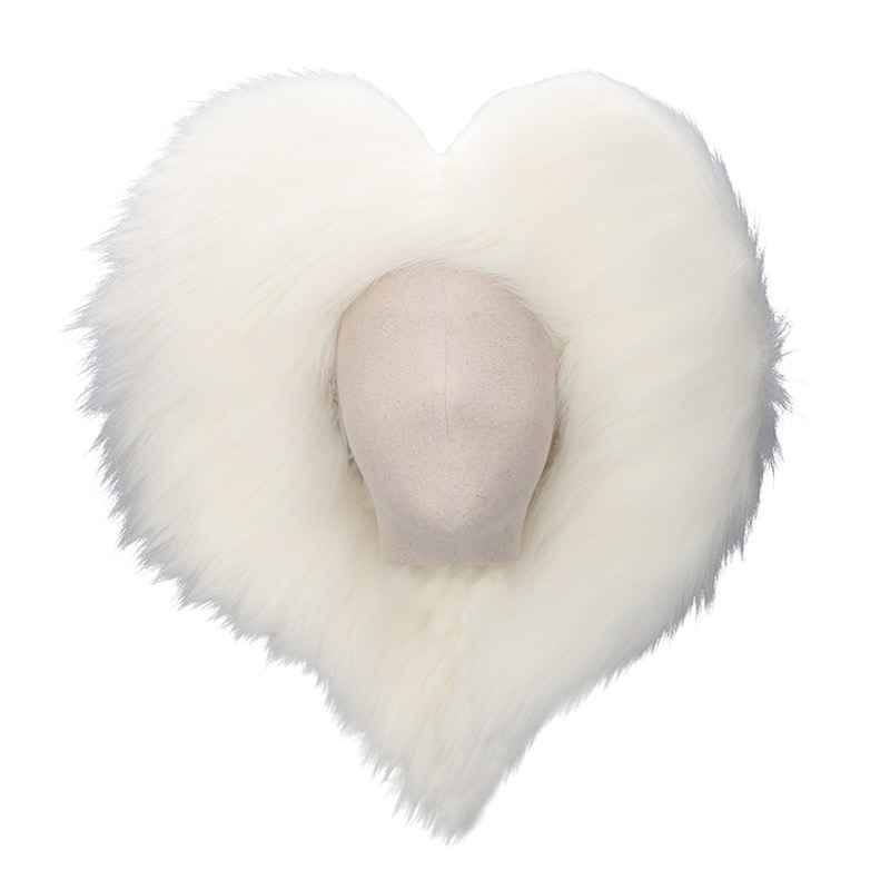 Heart Faux Fur Hat_ White