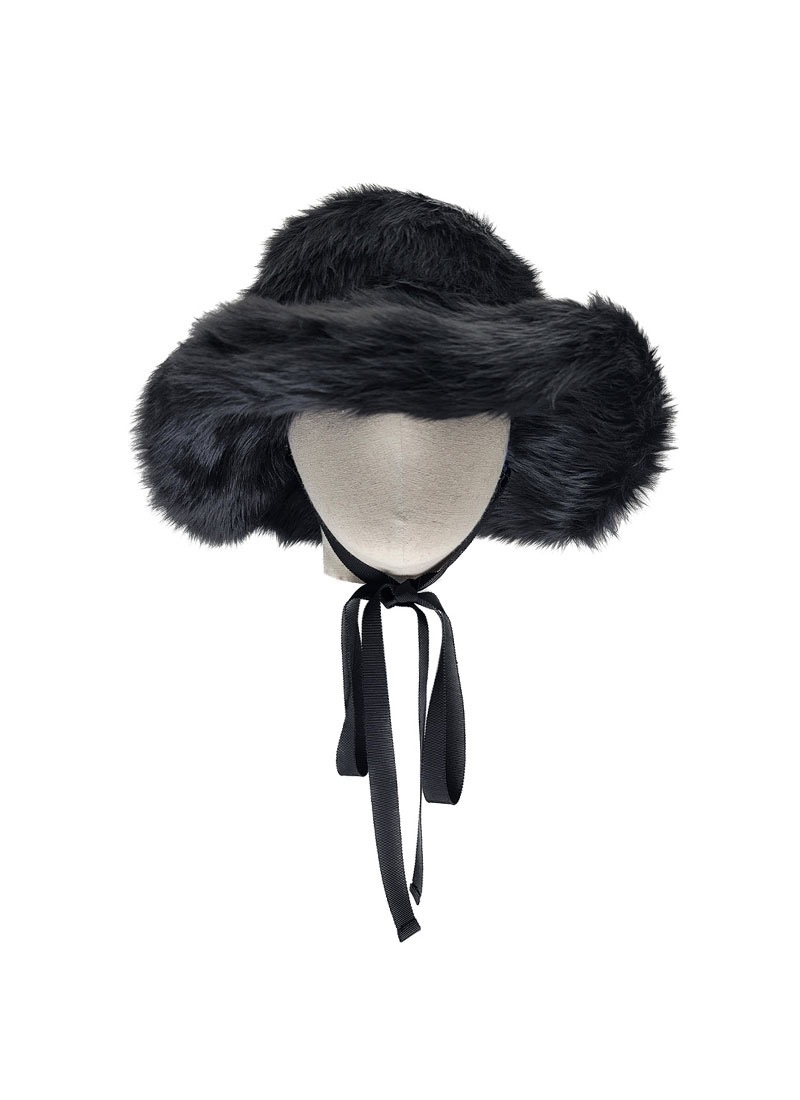 Black Eco Fur Bucket Hat